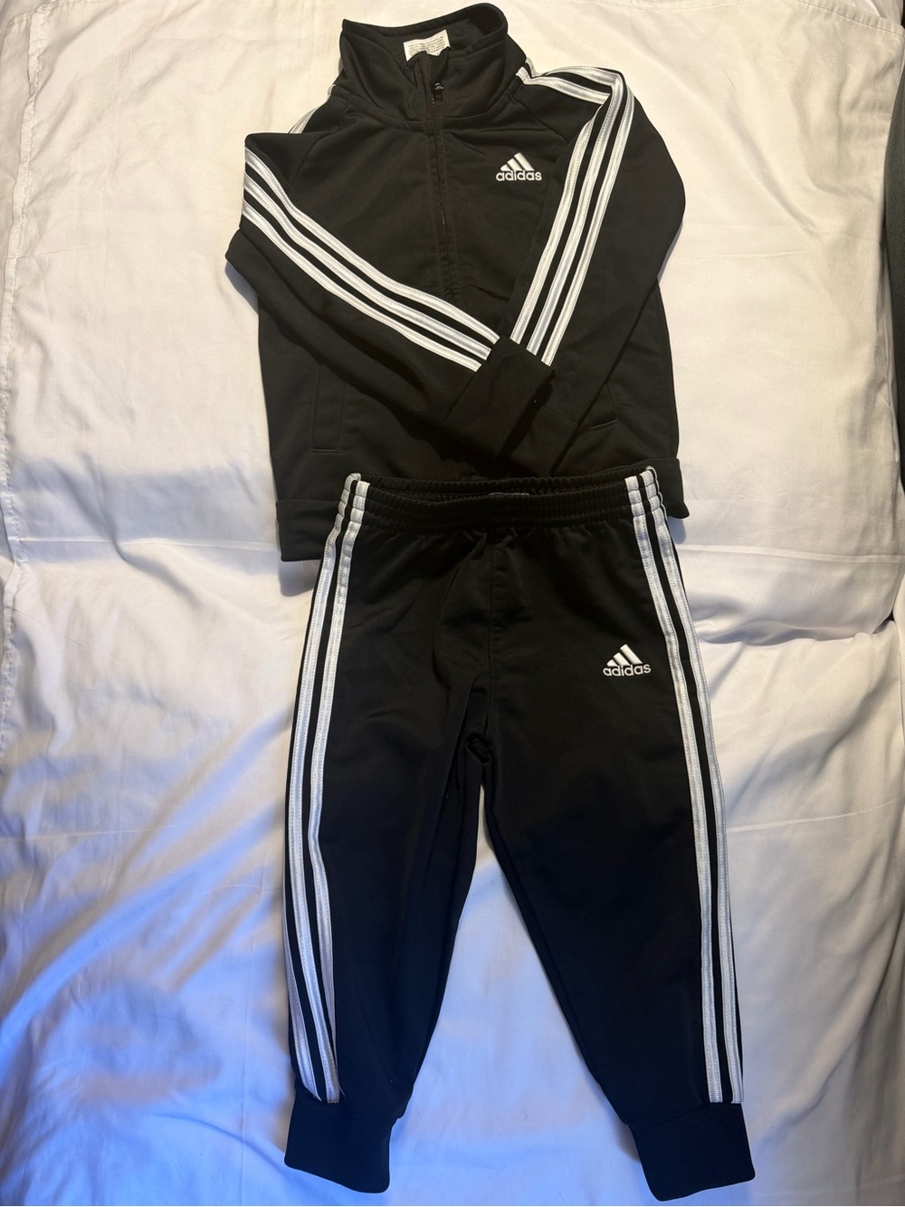 Adidas Kids Black Track Pants - Black with White Stripes